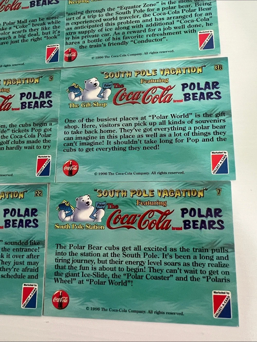 1996 South Pole Vacation Coca Cola Polar Bears Trading Cards (15) - Lot #1